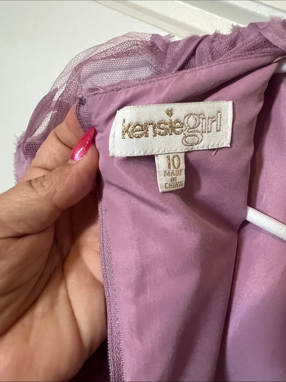 Kensie Girl Lavender Floral Appliqué Tulle Dress
